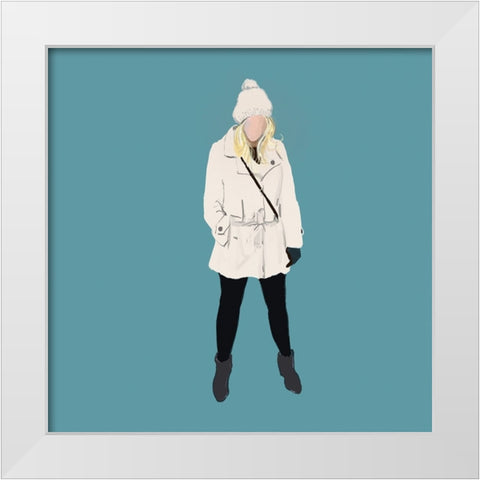 Chilling in Style On Blue White Modern Wood Framed Art Print by Maria, Robin