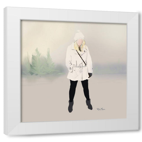 Chilling in Style White Modern Wood Framed Art Print by Maria, Robin