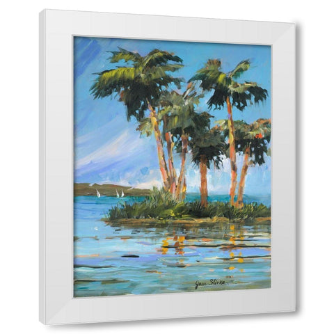 Palm Island White Modern Wood Framed Art Print by Slivka, Jane