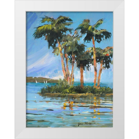 Palm Island White Modern Wood Framed Art Print by Slivka, Jane