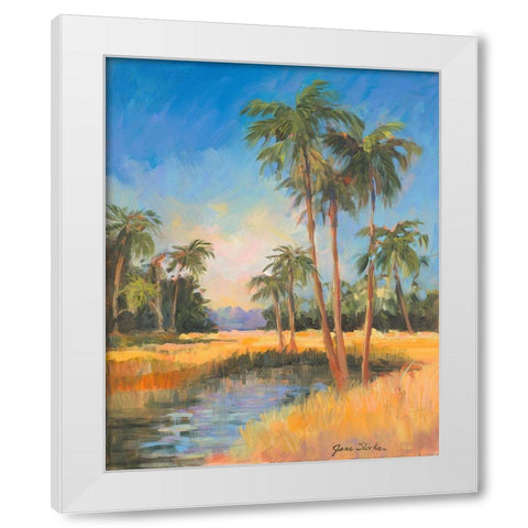 Tropical Palms White Modern Wood Framed Art Print by Slivka, Jane