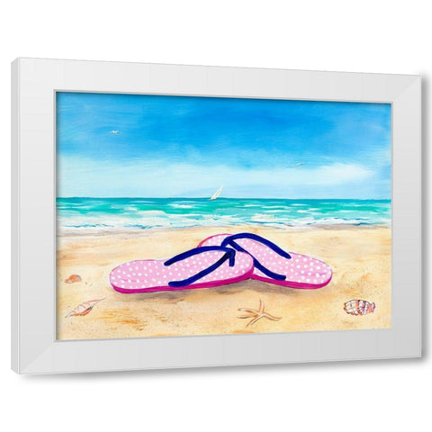 Go Barefoot White Modern Wood Framed Art Print by DeRice, Julie