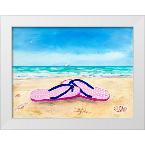 Go Barefoot White Modern Wood Framed Art Print by DeRice, Julie