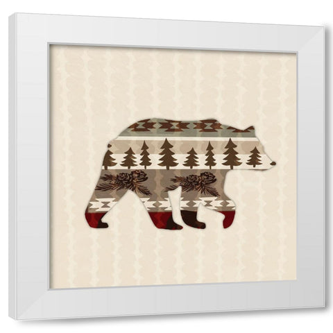Patterned Bear White Modern Wood Framed Art Print by Biscardi, Nicholas