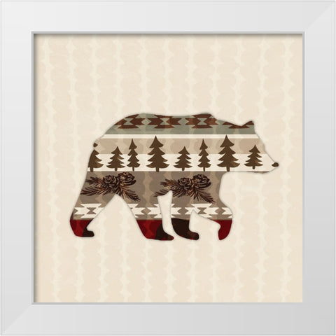 Patterned Bear White Modern Wood Framed Art Print by Biscardi, Nicholas