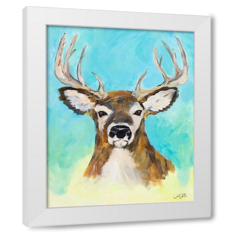 White Tail Deer White Modern Wood Framed Art Print by DeRice, Julie