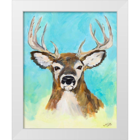White Tail Deer White Modern Wood Framed Art Print by DeRice, Julie