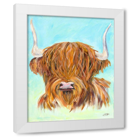 Highland Cow White Modern Wood Framed Art Print by DeRice, Julie