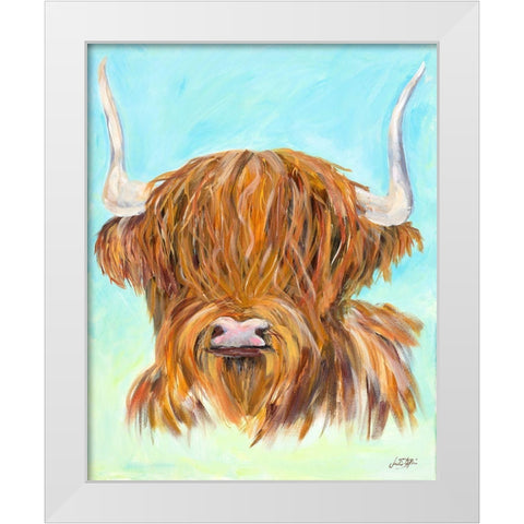 Highland Cow White Modern Wood Framed Art Print by DeRice, Julie