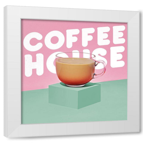 Coffee House White Modern Wood Framed Art Print by SD Graphics Studio