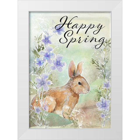Happy Spring Sweet Bunny White Modern Wood Framed Art Print by Diannart