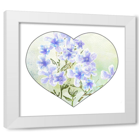Sweet Spring Floral Heart White Modern Wood Framed Art Print by Diannart