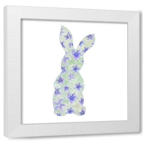 Sweet Spring Bunny Silhouette II White Modern Wood Framed Art Print by Diannart