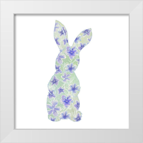 Sweet Spring Bunny Silhouette II White Modern Wood Framed Art Print by Diannart