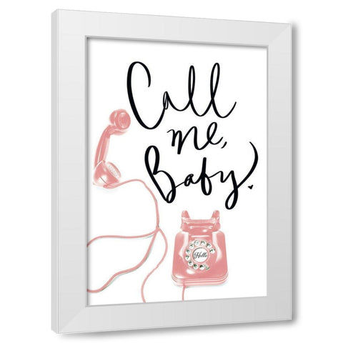 Call Me Baby White Modern Wood Framed Art Print by SD Graphics Studio