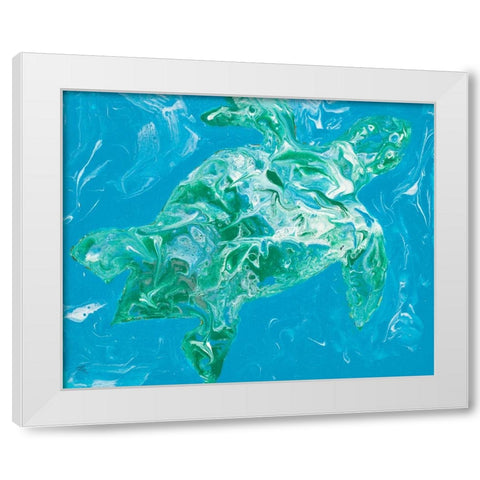 Glimmer Of A Turtle White Modern Wood Framed Art Print by Grace, Ajoya