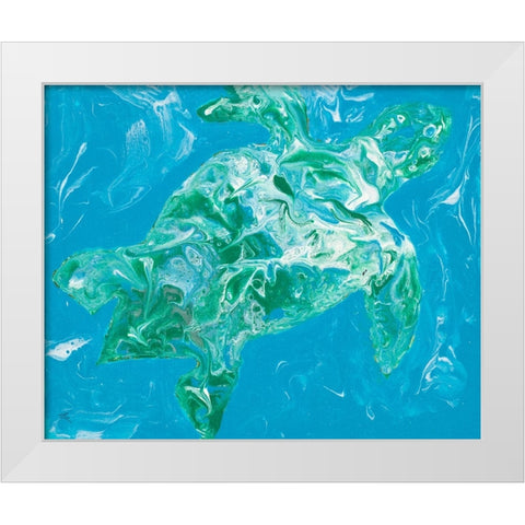 Glimmer Of A Turtle White Modern Wood Framed Art Print by Grace, Ajoya