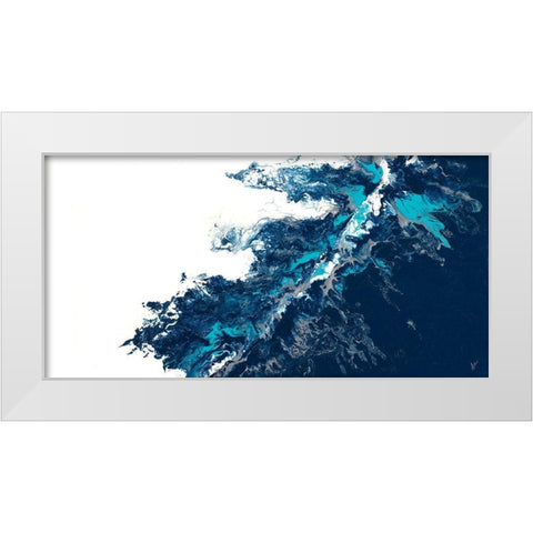 Blue Blaze White Modern Wood Framed Art Print by Grace, Ajoya