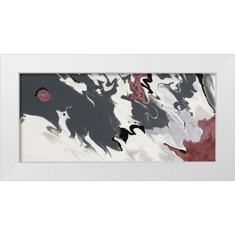 Red Drift Waves White Modern Wood Framed Art Print by Grace, Ajoya