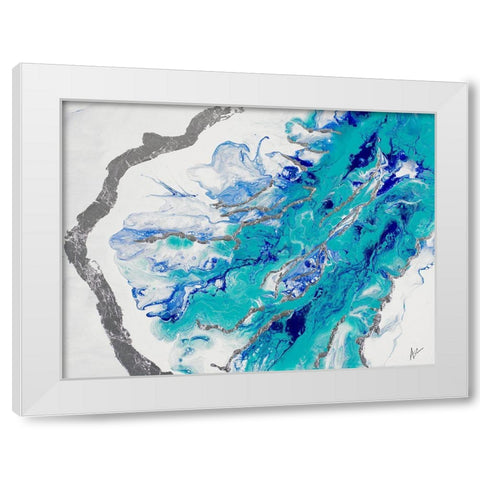 My Island Of Blue White Modern Wood Framed Art Print by Grace, Ajoya