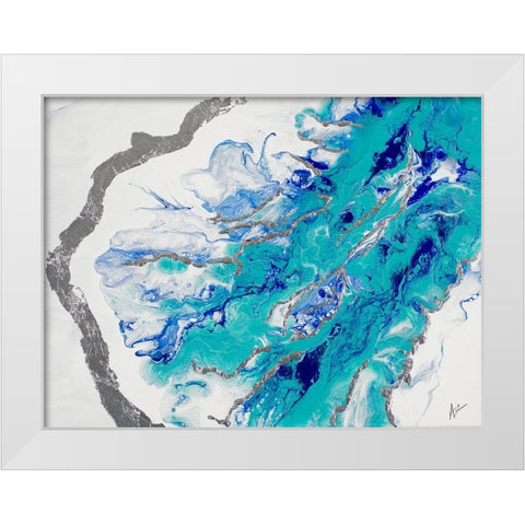 My Island Of Blue White Modern Wood Framed Art Print by Grace, Ajoya