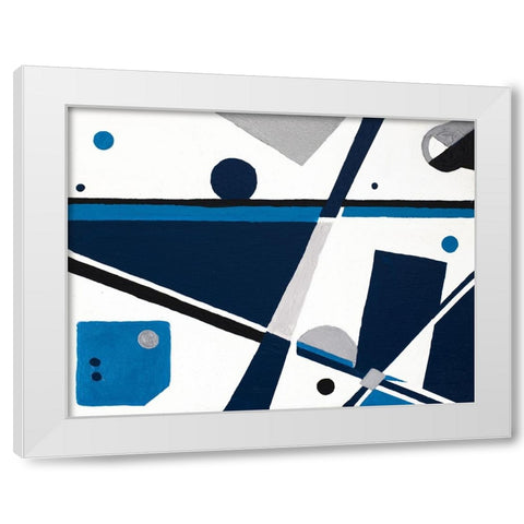 Geom Blue White Modern Wood Framed Art Print by Grace, Ajoya