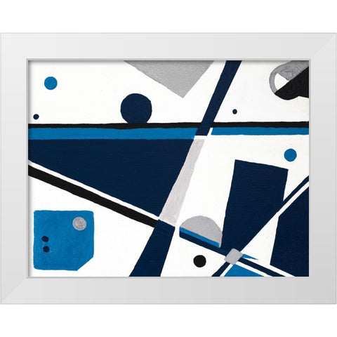 Geom Blue White Modern Wood Framed Art Print by Grace, Ajoya