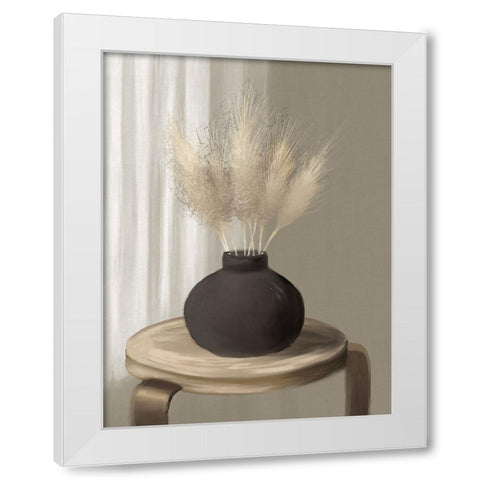 Pampas Grass In Black Vase White Modern Wood Framed Art Print by Medley, Elizabeth