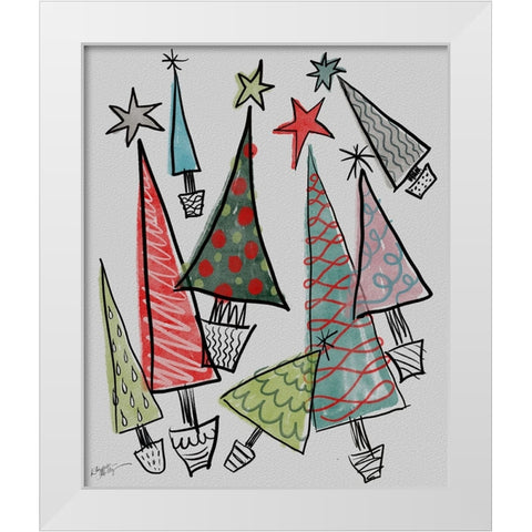 Christmas Trees White Modern Wood Framed Art Print by Medley, Elizabeth
