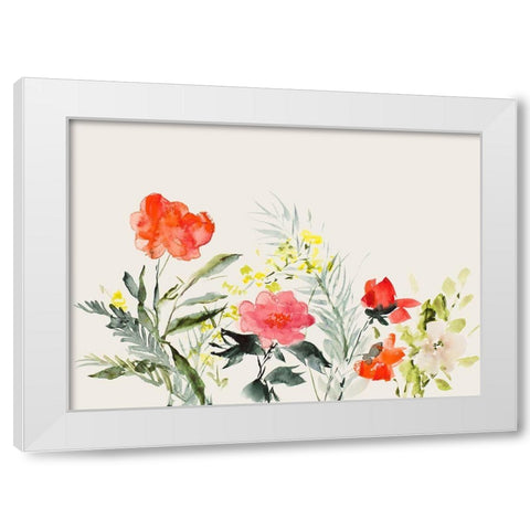 Sun Warmed Wildflowers White Modern Wood Framed Art Print by Loreth, Lanie