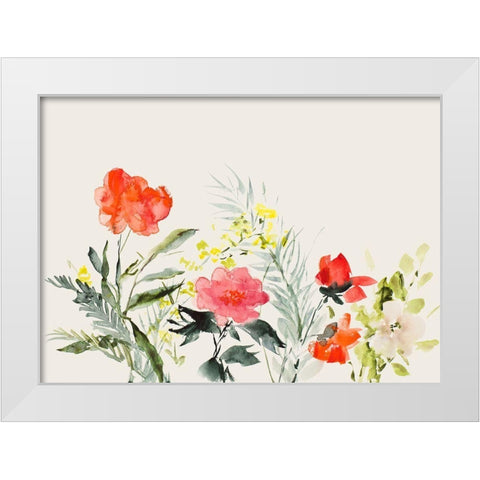 Sun Warmed Wildflowers White Modern Wood Framed Art Print by Loreth, Lanie