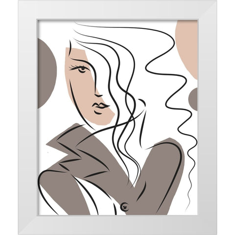 Woman With Long Hair White Modern Wood Framed Art Print by Mosher, Deidre