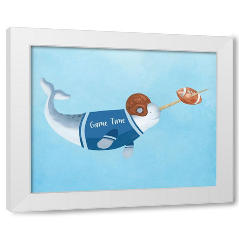 Football Whale White Modern Wood Framed Art Print by Sheppard, Lucca