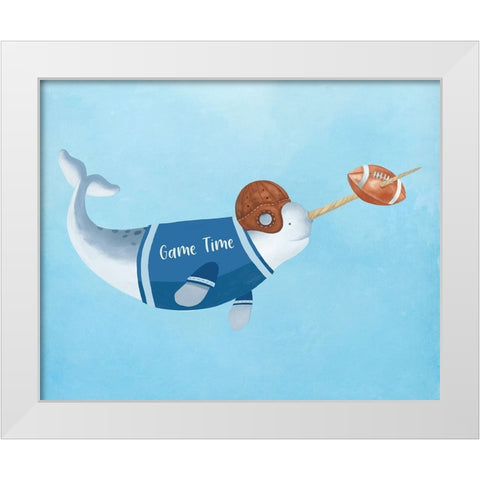 Football Whale White Modern Wood Framed Art Print by Sheppard, Lucca