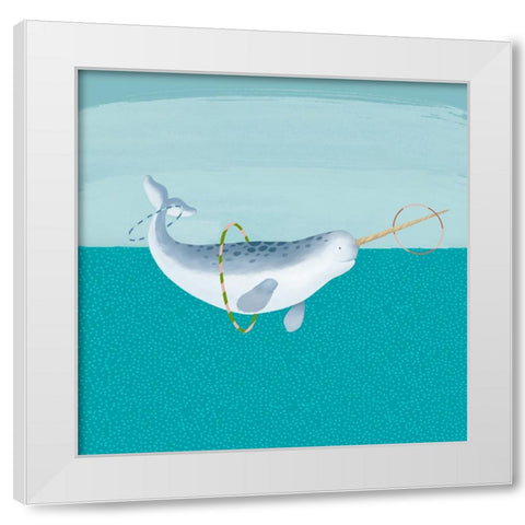 Hula Hoops Whale White Modern Wood Framed Art Print by Sheppard, Lucca