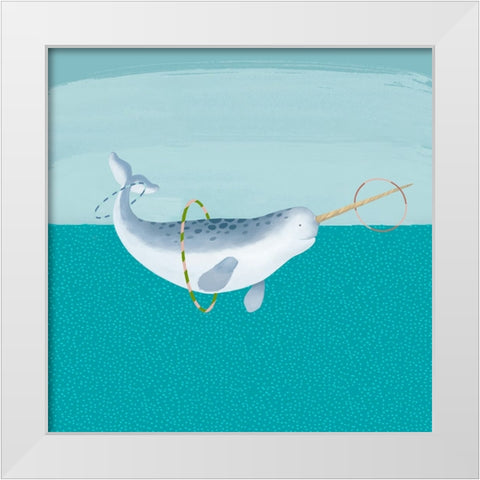 Hula Hoops Whale White Modern Wood Framed Art Print by Sheppard, Lucca