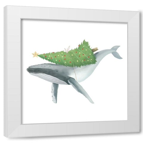 Christmas Whale White Modern Wood Framed Art Print by Sheppard, Lucca