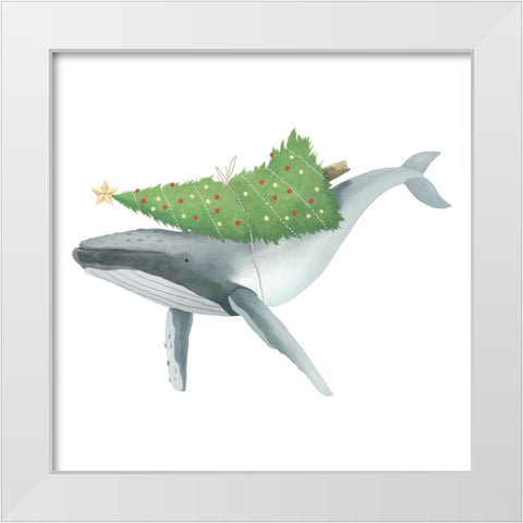 Christmas Whale White Modern Wood Framed Art Print by Sheppard, Lucca
