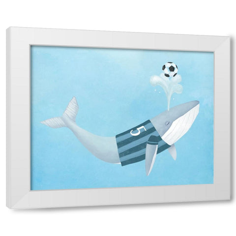 Soccer Whale White Modern Wood Framed Art Print by Sheppard, Lucca