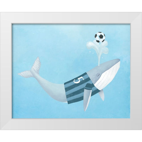 Soccer Whale White Modern Wood Framed Art Print by Sheppard, Lucca