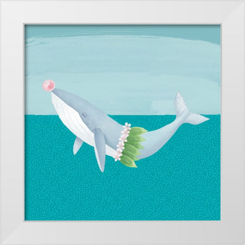 Hula Whale White Modern Wood Framed Art Print by Sheppard, Lucca