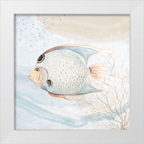 Ocean Oasis Bubbles Tropical Fish White Modern Wood Framed Art Print by Pinto, Patricia