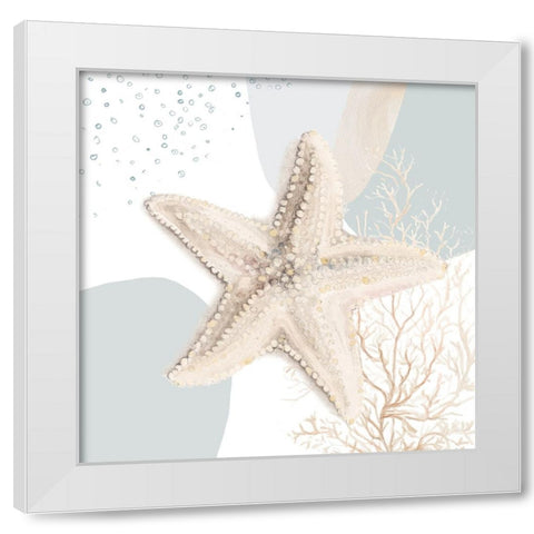 Ocean Oasis Bubbles Starfish White Modern Wood Framed Art Print by Pinto, Patricia