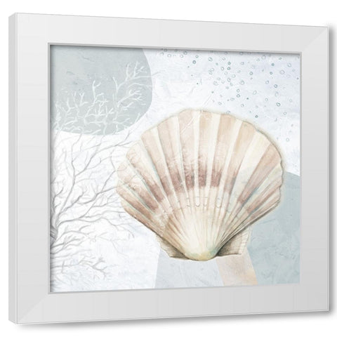 Ocean Oasis Bubbles Blush Scallop White Modern Wood Framed Art Print by Pinto, Patricia
