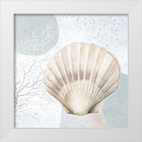 Ocean Oasis Bubbles Blush Scallop White Modern Wood Framed Art Print by Pinto, Patricia