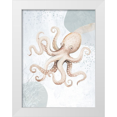 Ocean Oasis Octopus I White Modern Wood Framed Art Print by Pinto, Patricia