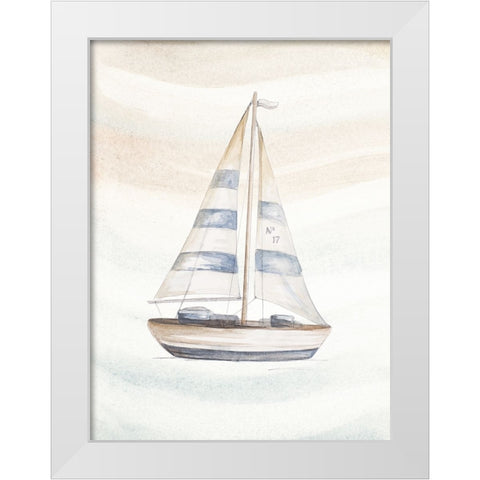Ocean Oasis Little Sail I White Modern Wood Framed Art Print by Pinto, Patricia