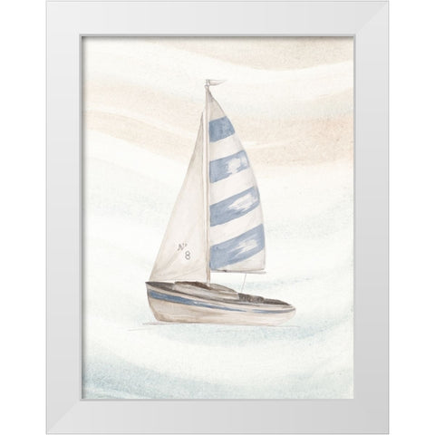 Ocean Oasis Little Sail II White Modern Wood Framed Art Print by Pinto, Patricia
