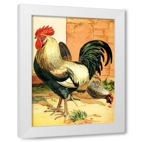 Rooster White Modern Wood Framed Art Print by Piddix