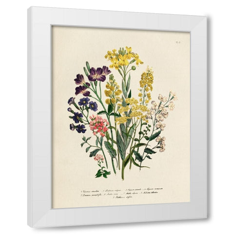 Vintage Flowers I White Modern Wood Framed Art Print by Piddix